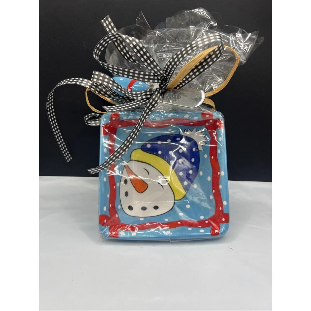 New Southern Expresion Snowman Dip Bowl & Spreader Christmas Decor Serving